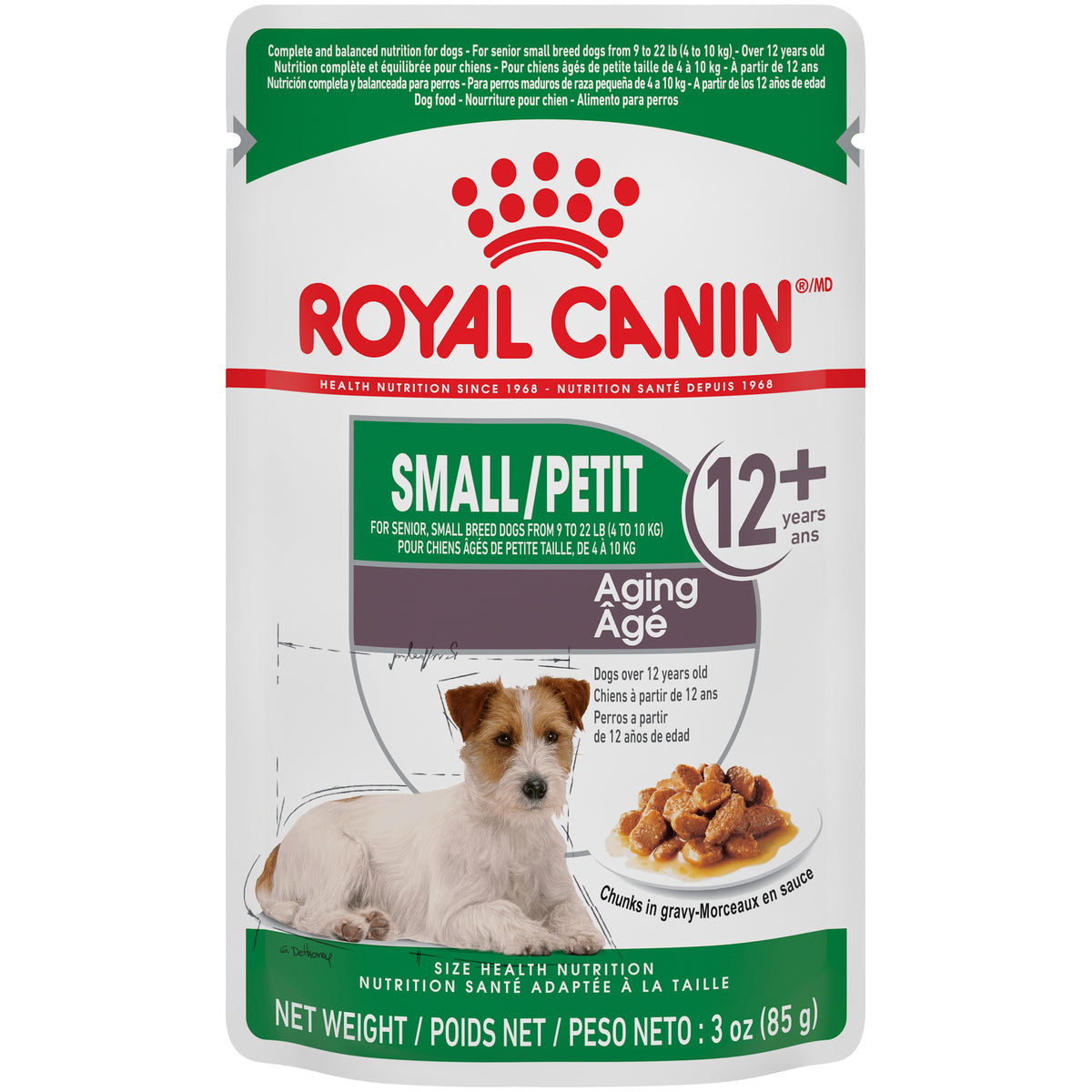 Royal Canin - PETIT ÂGÉ 12+ bouchées tranches en sauce – nourriture en sachet pour chiens (85g) 