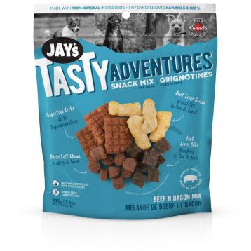 Jay&#39;s Tasty - Gâteries pour Chien - Grignotines Boeuf &amp; Bacon 100g
