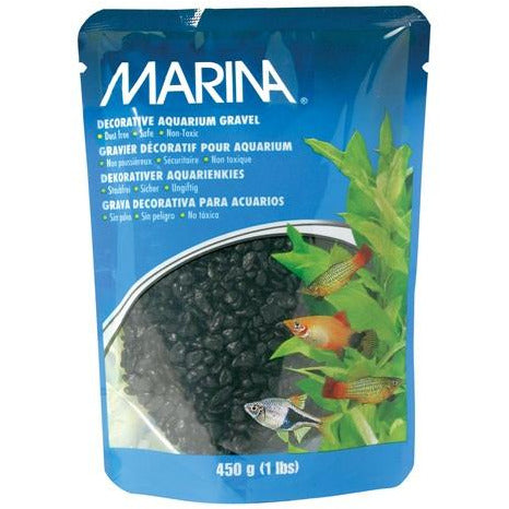 Gravier décoratif noir pour aquarium Marina, 450 g (1 lb)
