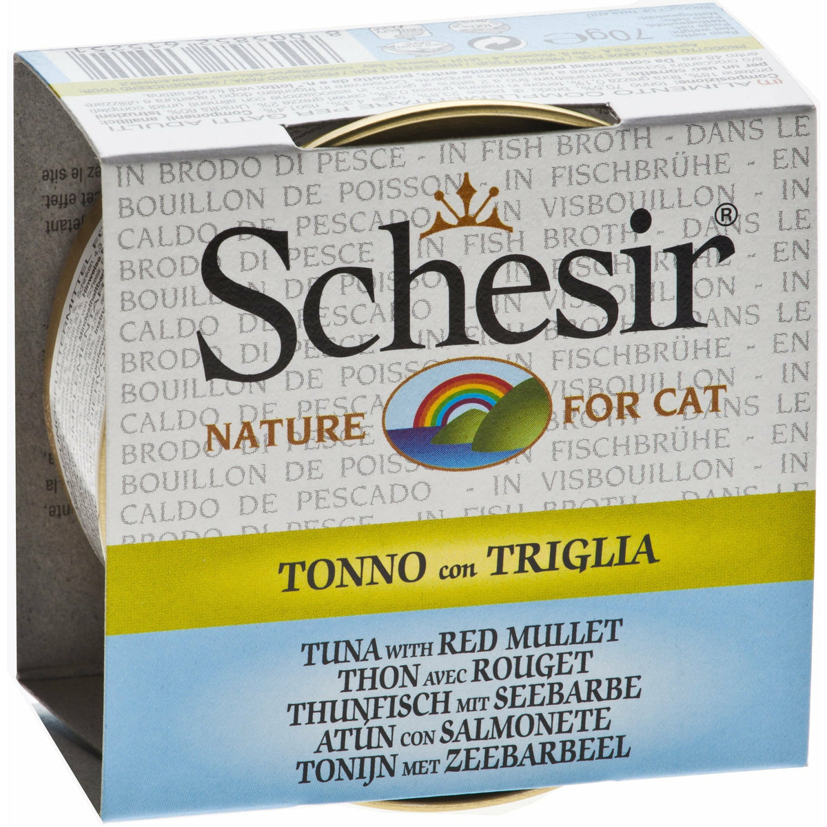 Schesir - Thon avec rouget en bouillon - Nourriture en conserve pour chats (70g)