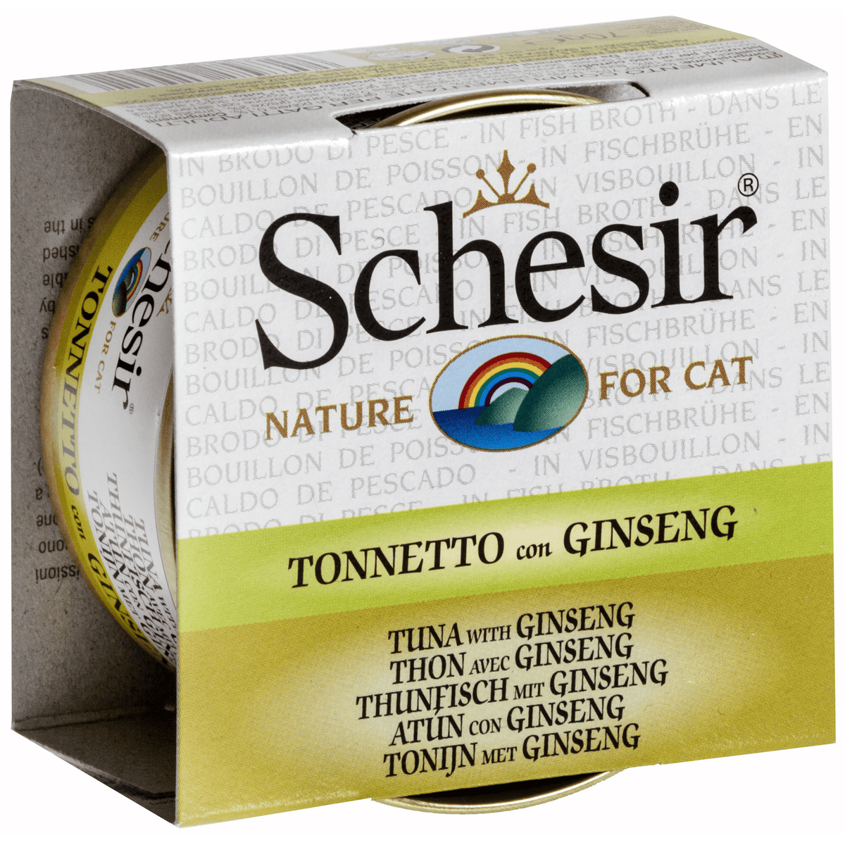 Schesir - Thon avec ginseng en bouillon - Nourriture en conserve pour chats (70g)