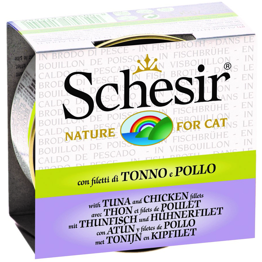 Schesir Tuna with Chicken in Broth (70g) - Wet Canned Cat Food