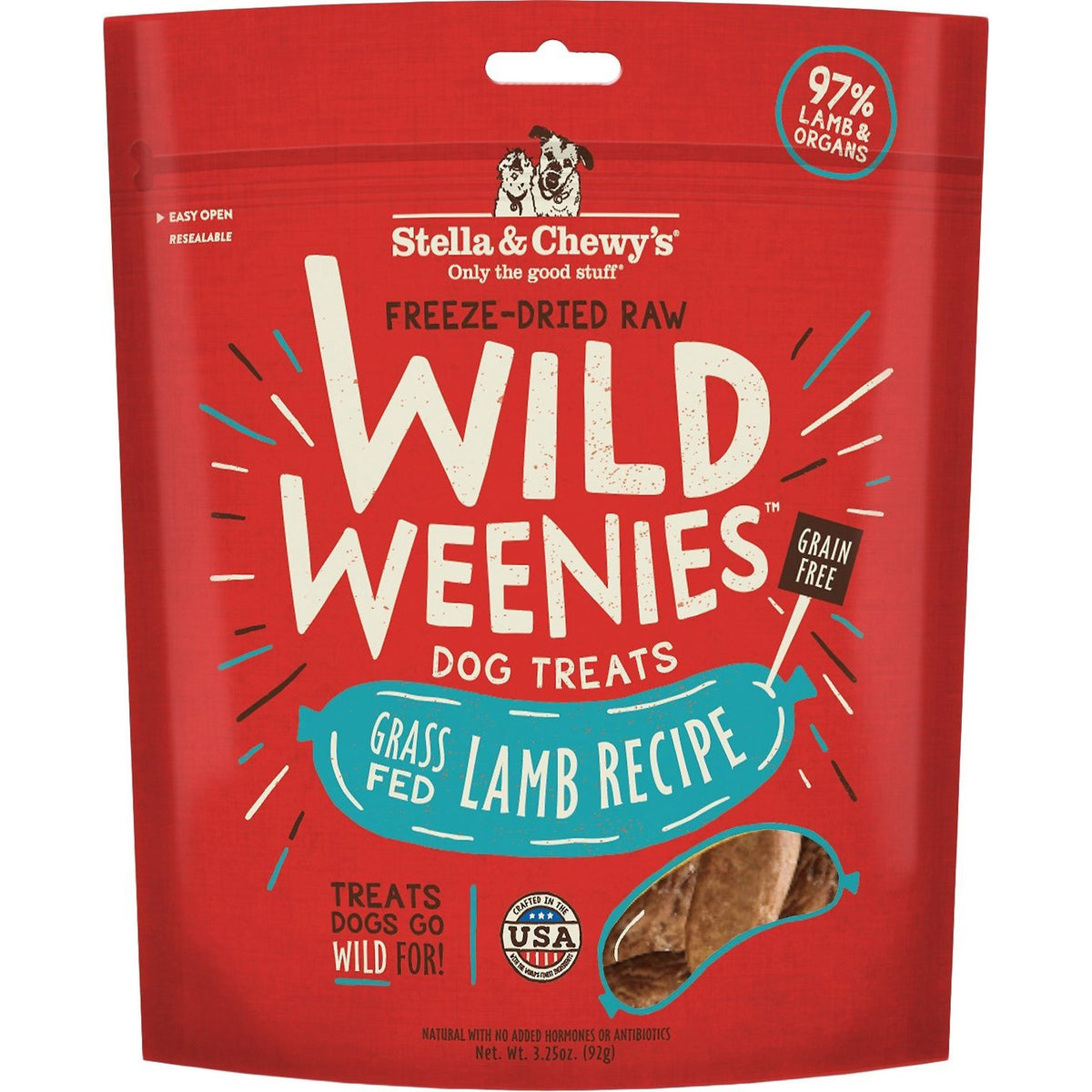 Gâteries pour chiens Wild Weenies de Stella &amp; Chewy&#39;s - Agneau nourri à l&#39;herbe (3,25 oz)