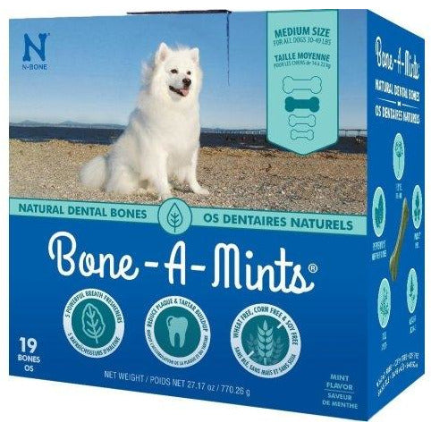Bone-A-Mints by N-Bone - Medium 19 Pack of Natural Dental Bones - Dog Treats