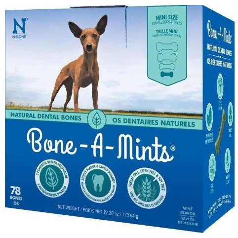 Bone-A-Mints by N-Bone - Mini 78 Pack of Natural Dental Bones - Dog Treats