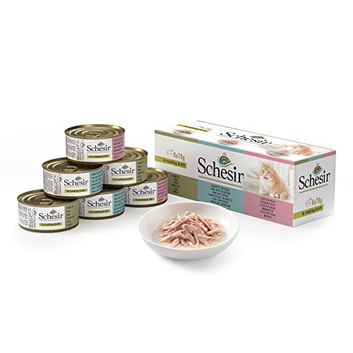 Schesir Multipack in Broth - 6 Pack of Wet Canned Cat Food (6 x 70g)