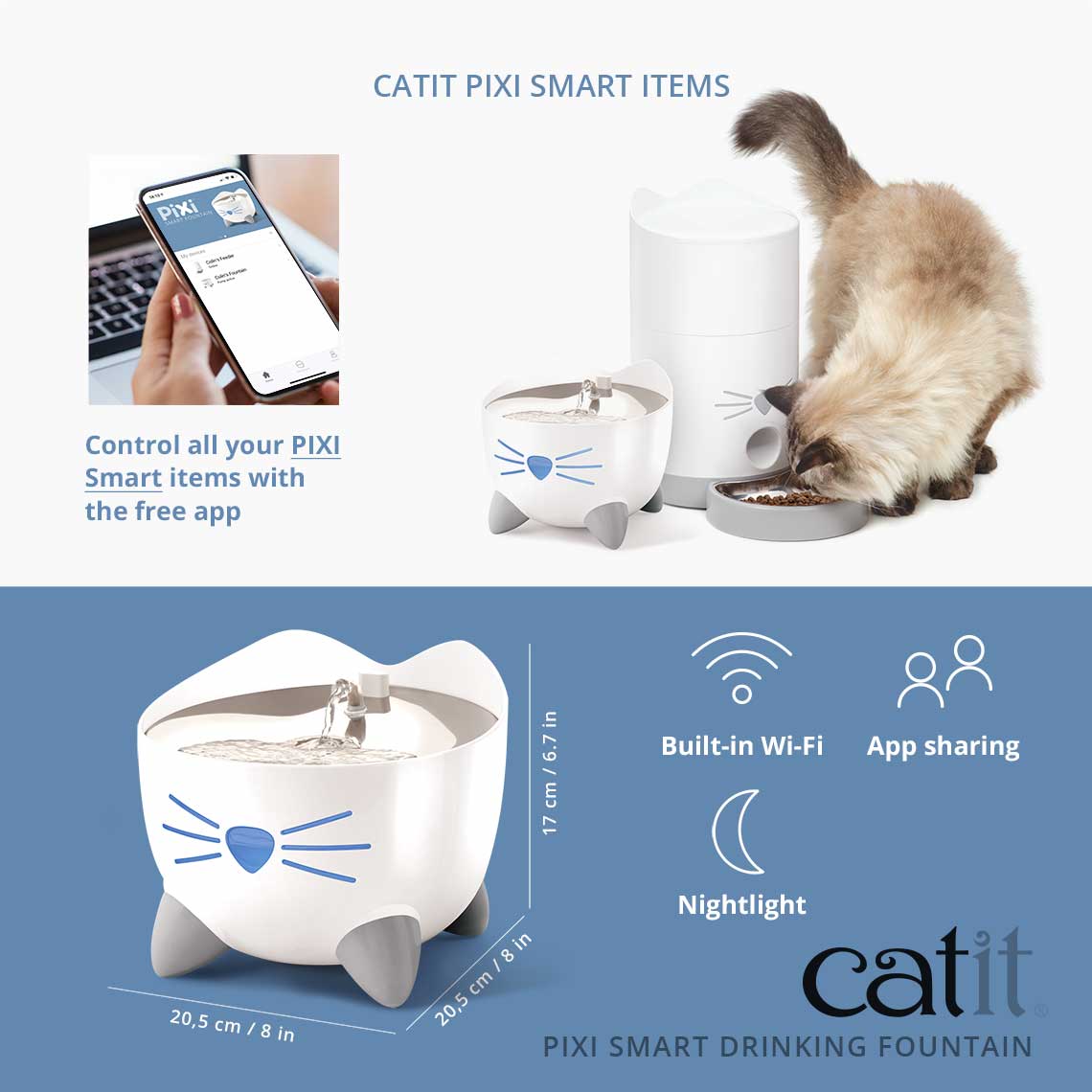 Catit Fontaine Abreuvoir intelligent PIXI pour chats - Safari Pet Center