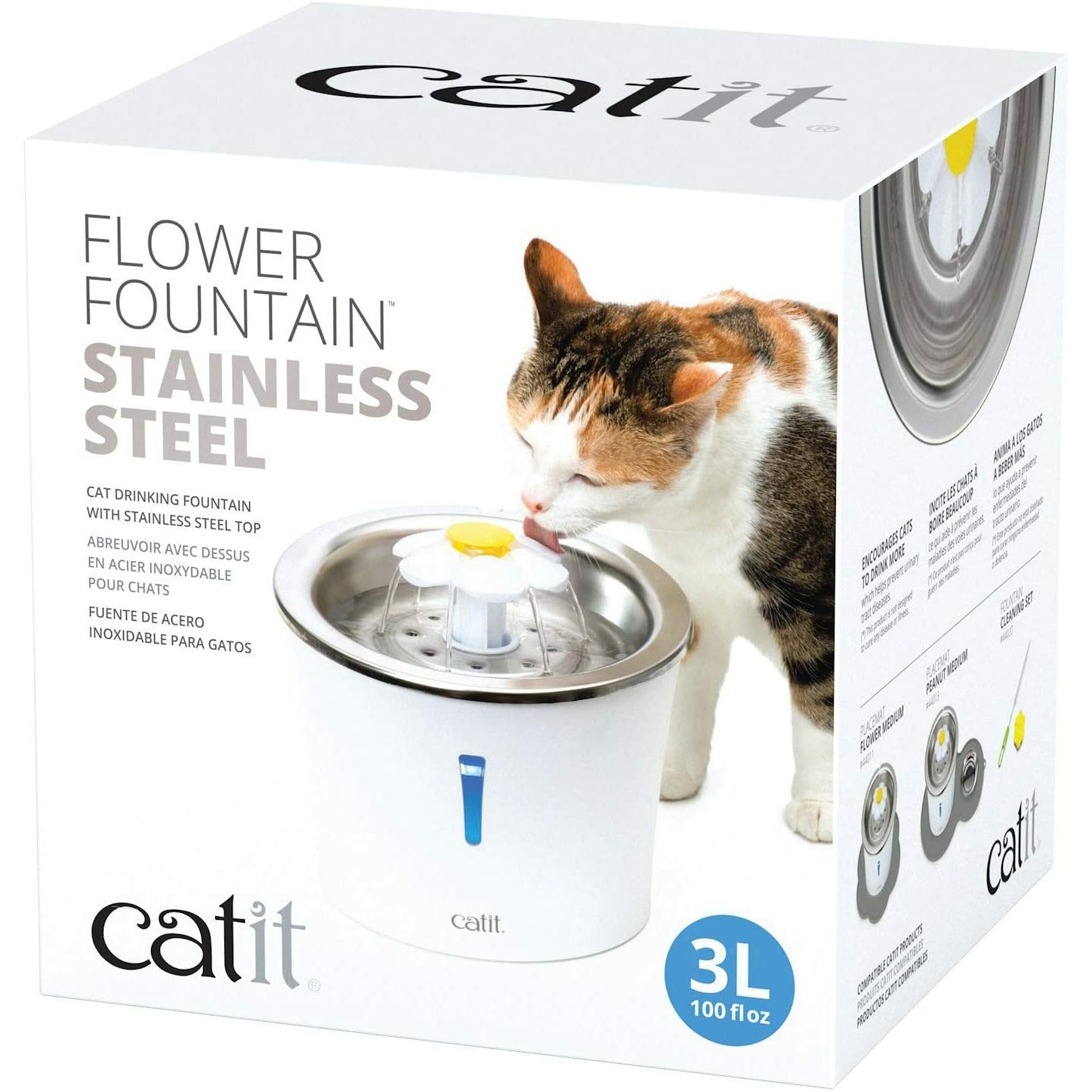 Catit Fontaine / abreuvoir de fleur en acier inoxydable pour chats - Safari  Pet Center