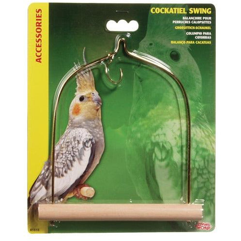 Living World Bird Swing with Wooden Perch For Cockatiels 14 x 17.5 cm (5.5&quot; x 7&quot;)
