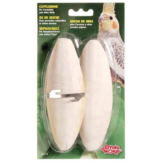 Living World Cuttlebone with Holder Large - 15 - 18 cm (6&quot; - 7&quot;) Twinpack