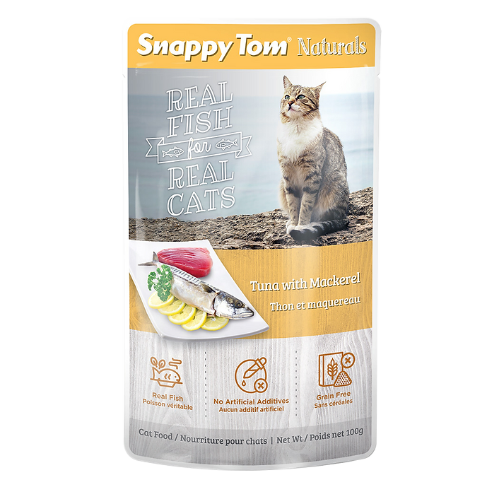 Snappy Tom - Naturals - Thon &amp; Maquereau - Nourriture en conserve pour chat (100g)