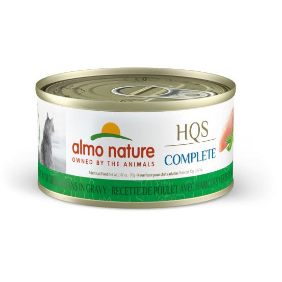 Almo Nature - HQS Complete - Poulet Et Haricots Verts En Sauce - Nourriture en conserve pour chat (70g)