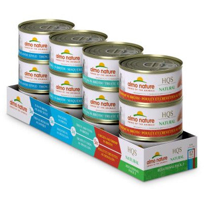 Almo Nature- HQS Natural - Rotational Pack #2 Tuna/Chicken/Mackerel/Shrimp/Trout (12x70g)