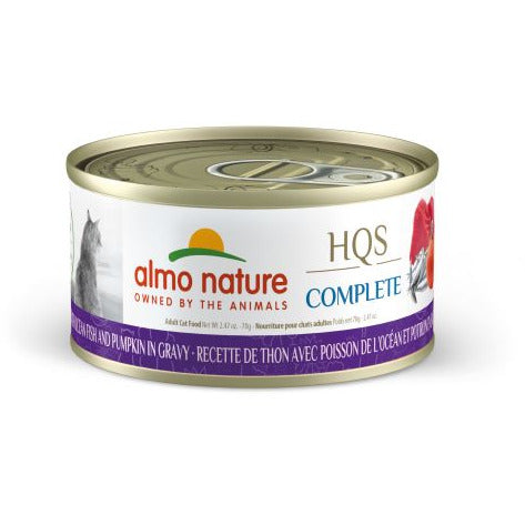 Almo Nature- HQS Complete - Thon, Poisson De L&#39;océan Et Citrouille, En Sauce - Nourriture en conserve pour chat (70g)