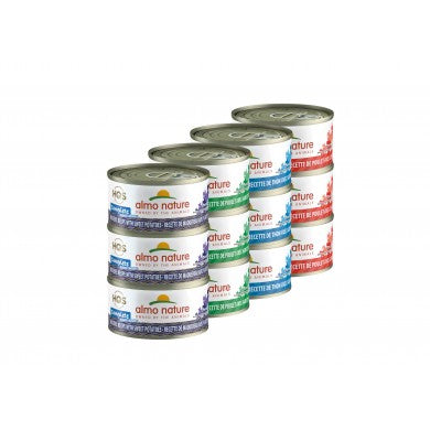 Almo Nature - HQS Complete - Rotational Pack Mackerel/Chicken/Tuna Canned Cat Food (12x70g)