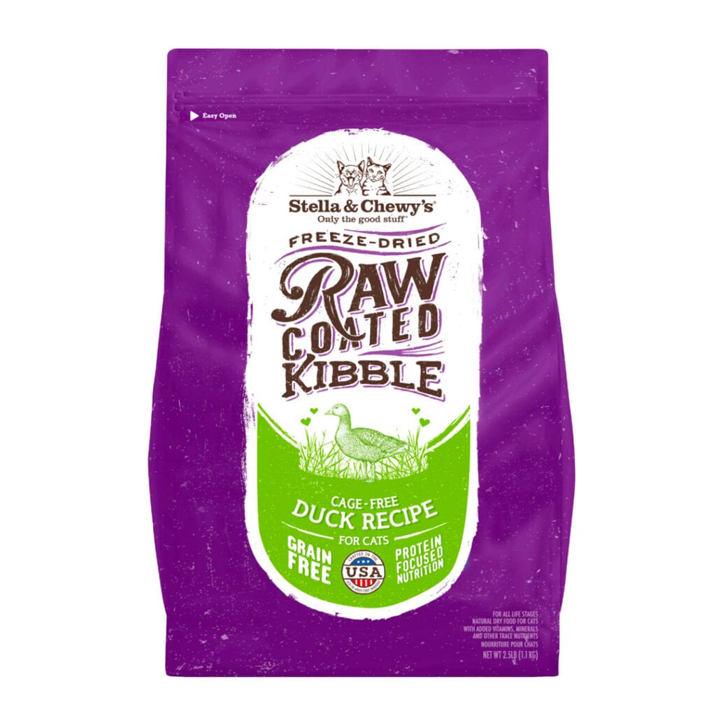 Stella &amp; Chewy&#39;s - Raw Coated Kibble Canard - Nourriture Croquettes pour chat (5 lb)
