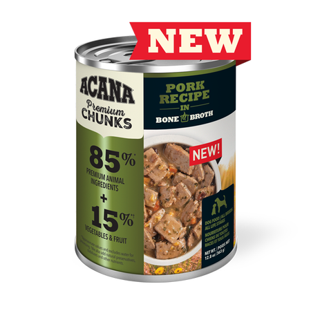 Acana Premium Chunks - Recette au porc avec bouillon d’os - Nourriture en conserve pour chien (363g)