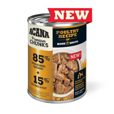 Acana Premium Chunks - Poultry Recipe in Bone Broth - Canned Dog Food (363g)