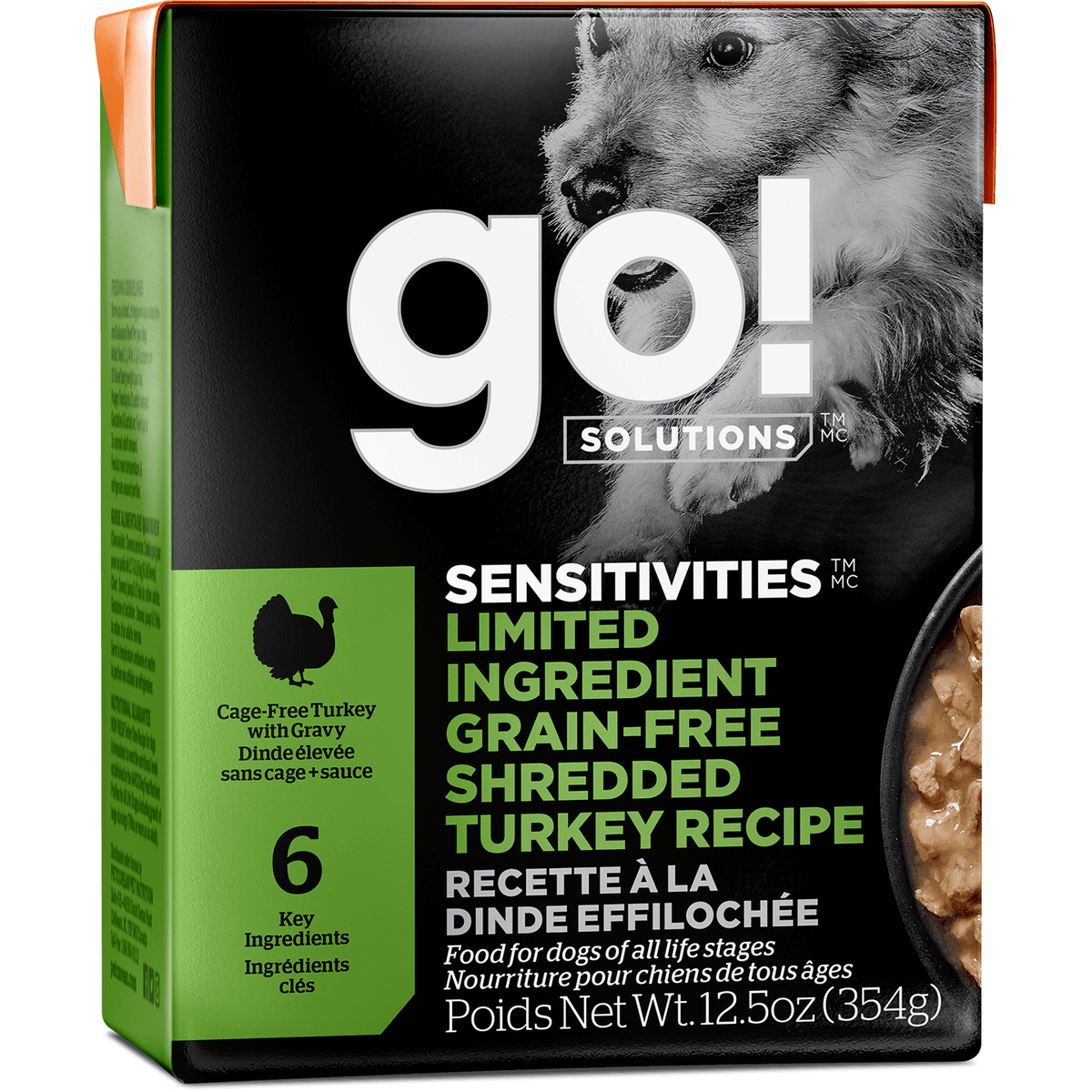Go! Solutions Sensitivities LID Grain-Free Shredded Turkey Tetra Pak Dog Food (12.5oz/354g)