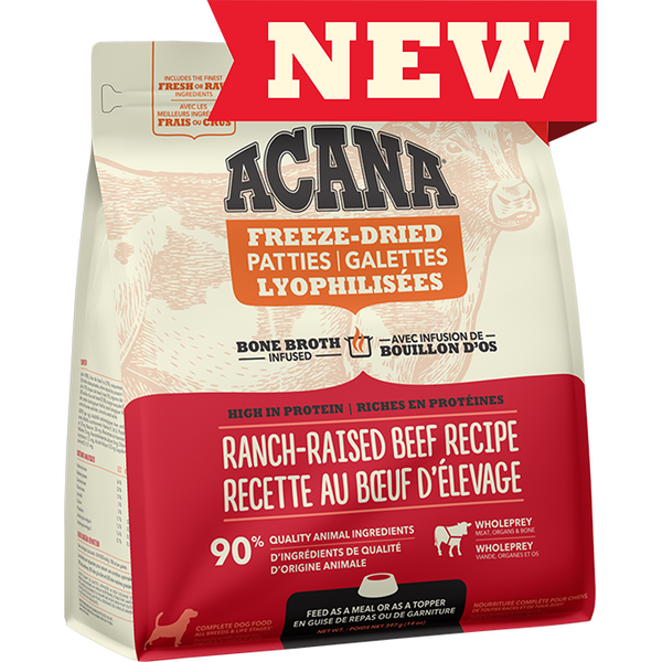 ACANA Freeze Dried Dog Food Ranch Raised Beef Recipe Patties