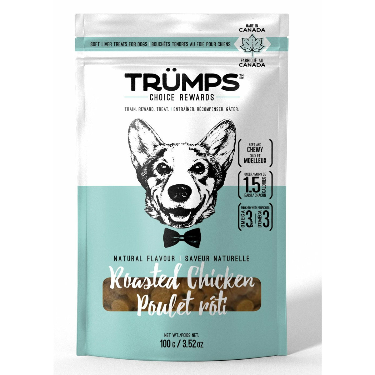 Trumps Choice Rewards Gâteries pour chiens - Saveur naturelle de poulet rôti (100g)