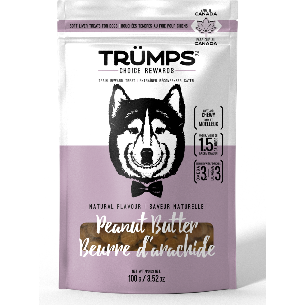 Trumps Choice Rewards Gâteries pour chiens - Beurre d&#39;arachide naturel (100g)