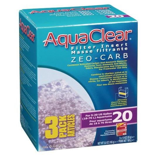 AquaClear 20 Zeo-Carb Filter insert, 3 pack, 165 g (5.8 oz )
