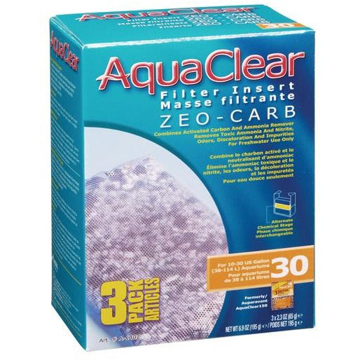 AquaClear 30 Zeo-Carb Filter insert, 3 pack, 195 g (6.9 oz )