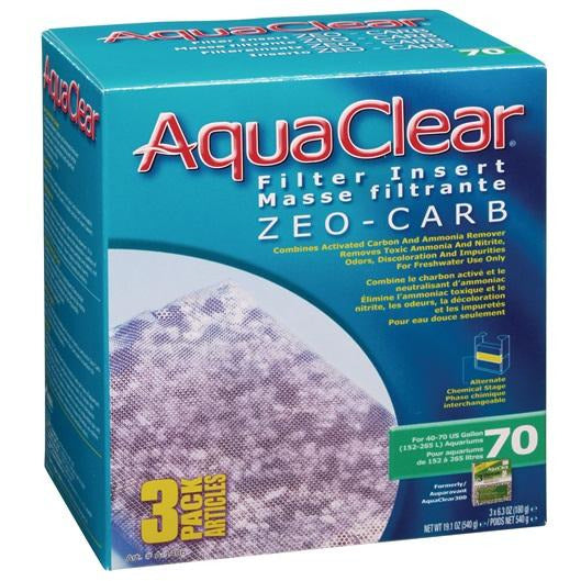 AquaClear 70 Zeo-Carb Filter insert, 3 pack, 540 g (19 oz )