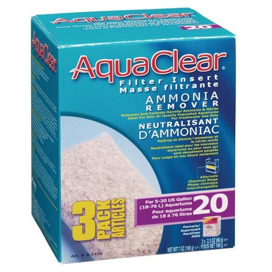 Cartouche filtrante pour décapant d&#39;ammoniaque AquaClear 20, paquet de 3, 198 g (7 oz)