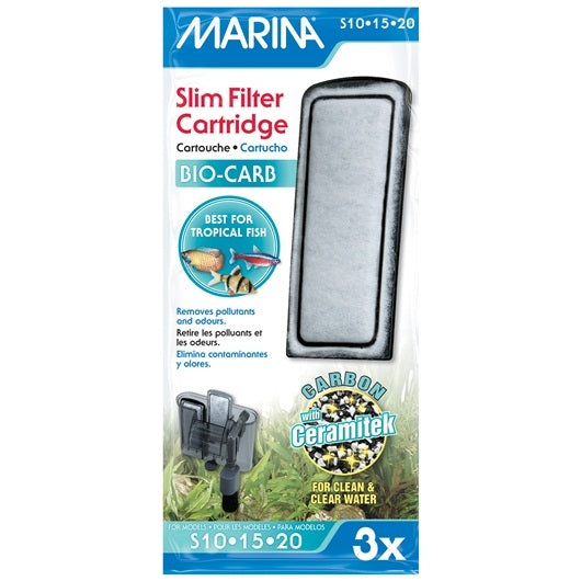 Cartouche Marina Bio Carb pour filtres minces - pack de 3