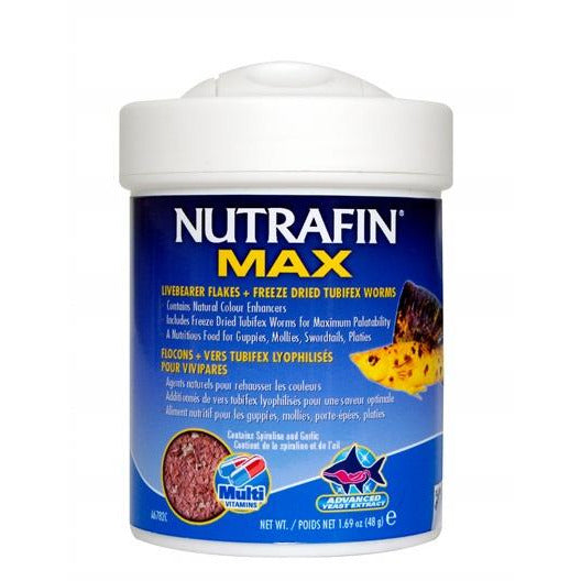 Nutrafin Max Livebearer Flakes + Freeze Dried Tubifex Worms (48g)