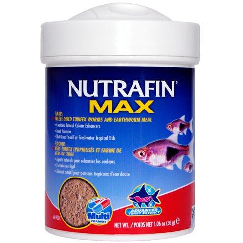 Nutrafin Max Flakes + Freeze Dried Tubifex Worms and Earthworm Meal (30g)