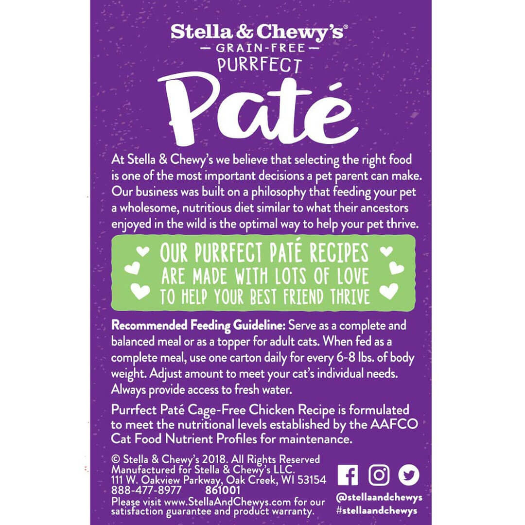 Stella &amp; Chewy&#39;s - Poulet sans cage Purrfect Paté - Nourriture humide pour chat