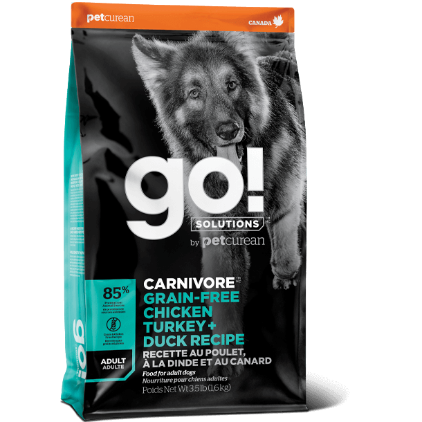 Go! Solutions Carnivore - Poulet, dinde, et canard - Nourriture sans-grains pour chiens adultes (3.5lb, 12lb, 22lb)