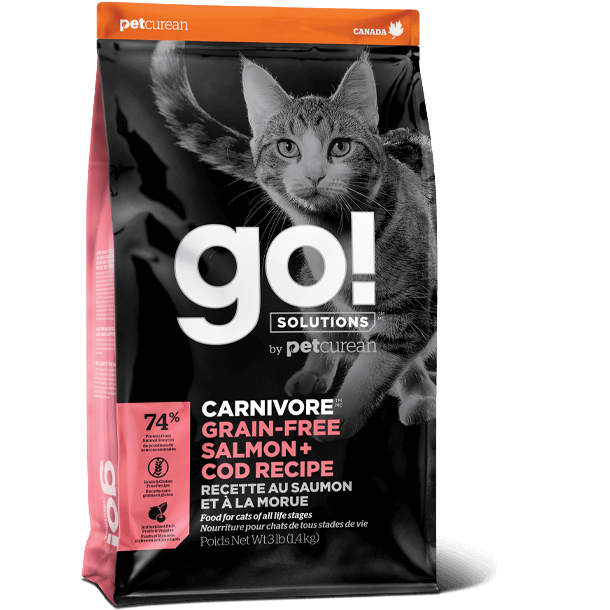 Go! Solutions Carnivore - Saumon + morue - Nourriture sans-grains pour chats (3lb, 8lb, 16lb)