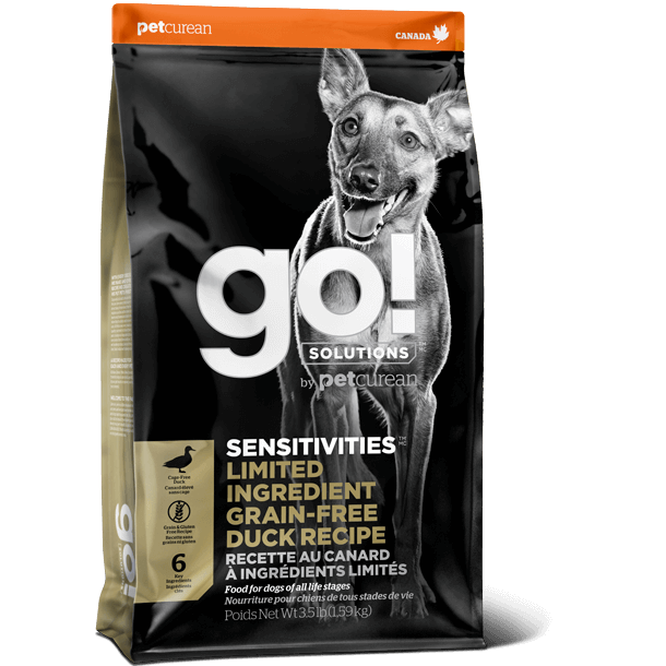 Go! Solutions Sensitivities Formule à Ingrédients Limités (LID) - Canard - Nourriture sans-grains pour chiens (3.5lb, 22lb)