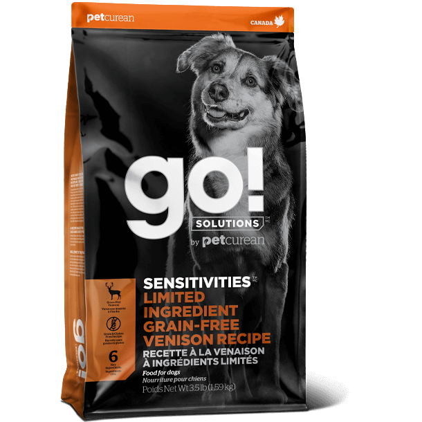 Go! Solutions Sensitivities Formule à ingrédients Limités (LID) - Venaison - Nourriture sans-grains pour chiens (3.5lb, 22lb)