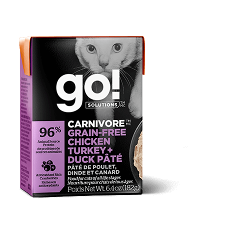 Go! Solutions Carnivore Sans-Grain Pâté de Poulet, Dinde et Canard - Nourriture en boîte/Tetra Pak pour chats