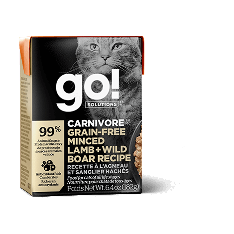 Go! Solutions Carnivore Sans Grains Recette à Agneau Haché &amp; Sanglier Sauvage - Nourriture en boîte/Tetra Pak pour chats