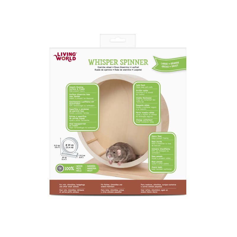 Living World Whisper Spinner (Large) - Silent Exercise Wheel for Rodents/Small Animals