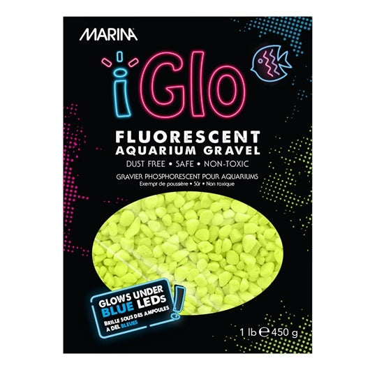 Gravier d&#39;aquarium fluorescent Marina iGlo - Jaune - 450 g (1 lb)