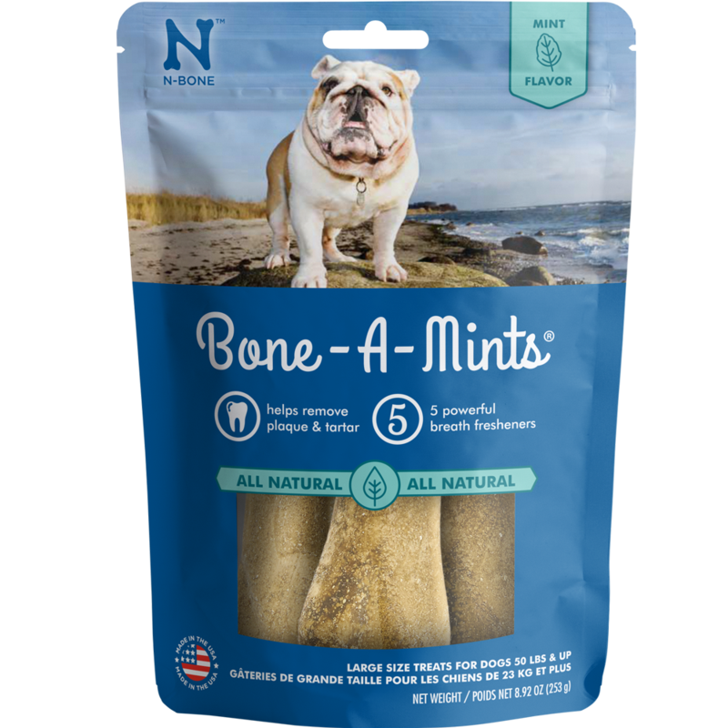 Bone-A-Mints par N-Bone - Lot de 4 grands os dentaires naturels - Friandises pour chiens