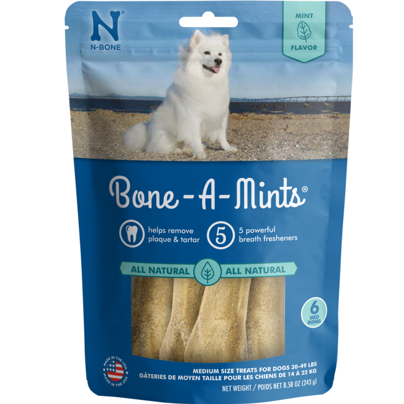 Bone A Mints by N Bone Medium 6 Pack of Natural Dental Bones Dog Treats