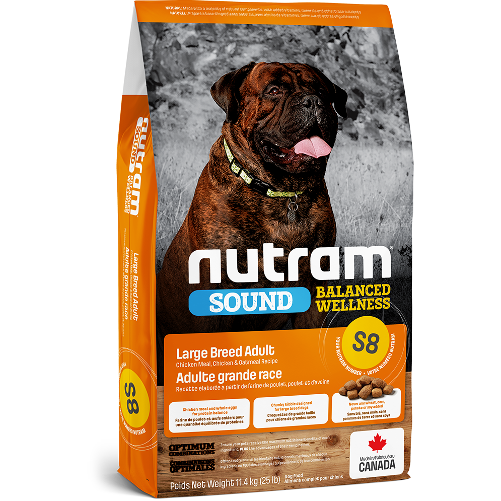 Nutram S8 Sound Balanced Wellness - Nourriture naturelle pour chiens adultes de grande race (30 lb)