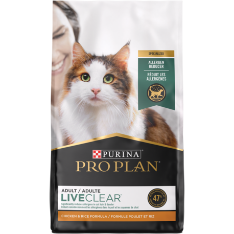 Purina🅫 Pro Plan🅫 LiveClear Réduit les Allergènes Formule Poulet et Riz Nourriture Sèche pour Chats (3.18kg)