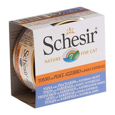 Schesir Tuna with Pilchards in Natural Gravy (70g) - Wet Canned Cat Food