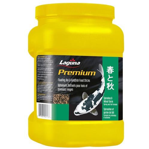Laguna Premium Koi &amp; Goldfish Floating Food Sticks - Spirulina &amp; Wheat Germ Diet