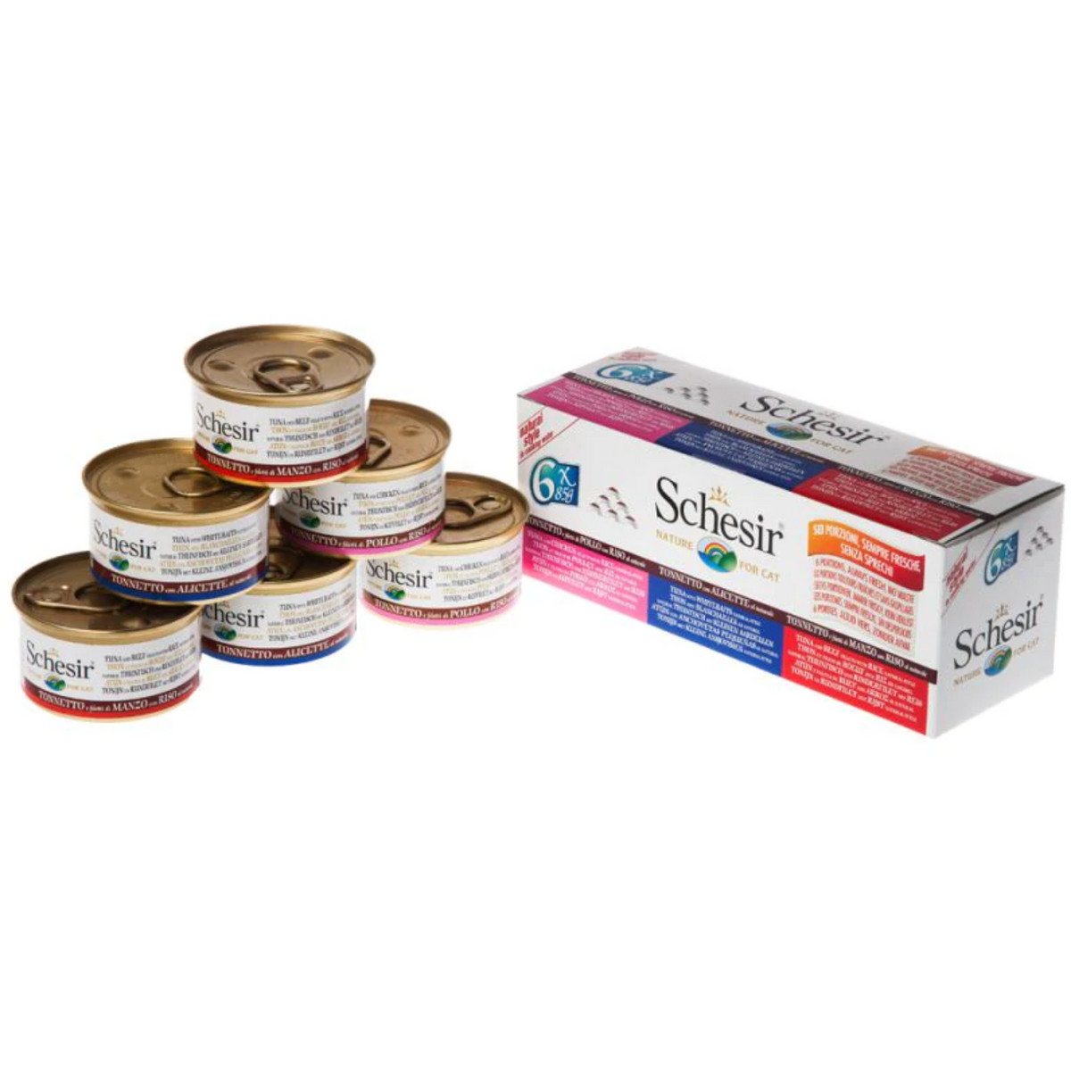 Schesir Multipack in Cooking Water - 6 Pack of Wet Canned Cat Food (6 x 85g)