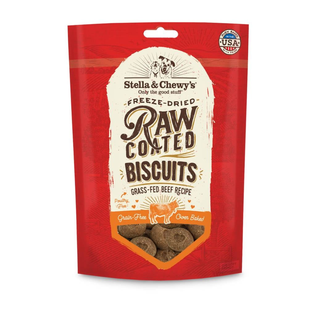Stella &amp; Chewy&#39;s Raw Coated Biscuits Dog Treats - Grass-Fed Beef Recipe (9oz)
